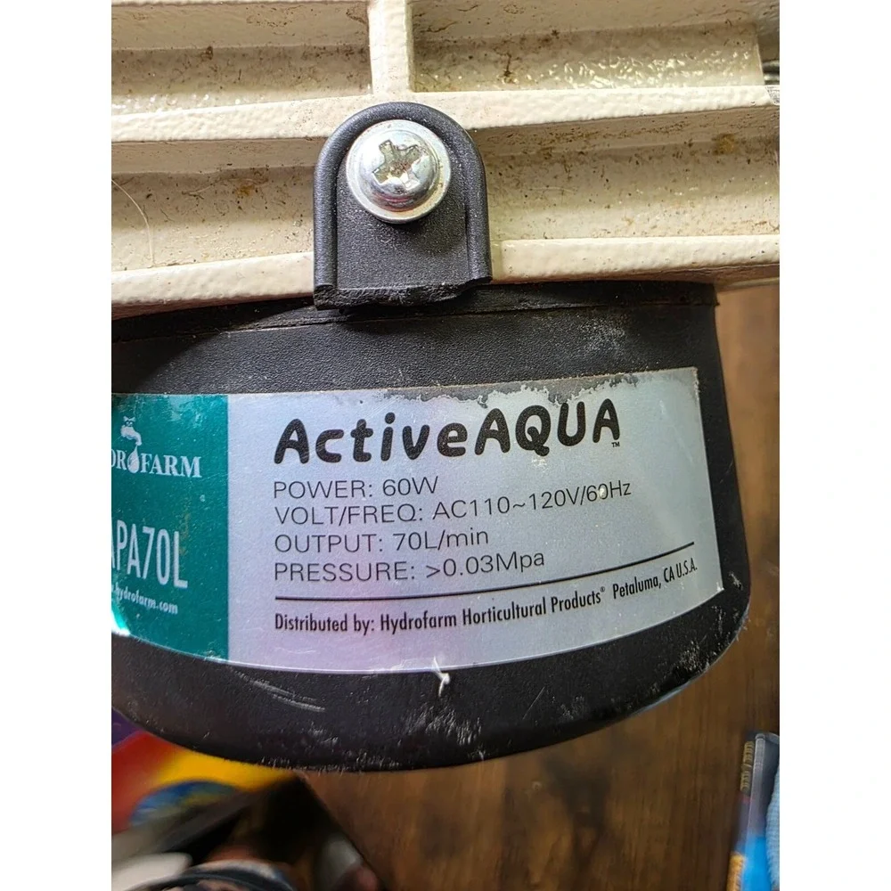 Hydrofarm ActiveAqua AAPA70L Air Pump‎ 60W 70L/Min With Cord
